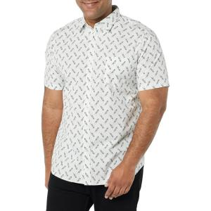 imageAmazon Essentials Mens SlimFit ShortSleeve Poplin ShirtLight Blue Bird Print