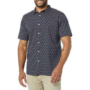imageAmazon Essentials Mens SlimFit ShortSleeve Poplin ShirtNavy Roses