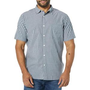 imageAmazon Essentials Mens SlimFit ShortSleeve Poplin ShirtNavy White Stripe