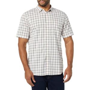 imageAmazon Essentials Mens SlimFit ShortSleeve Poplin ShirtPink White Buffalo Plaid