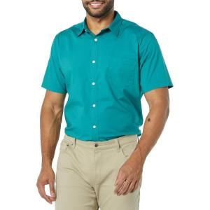 imageAmazon Essentials Mens SlimFit ShortSleeve Poplin ShirtTeal Blue