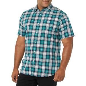 imageAmazon Essentials Mens SlimFit ShortSleeve Poplin ShirtTeal Blue White Plaid