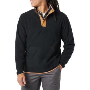 imageAmazon Essentials Mens SnapFront Pullover Polar Fleece JacketBlack Camel Color Block
