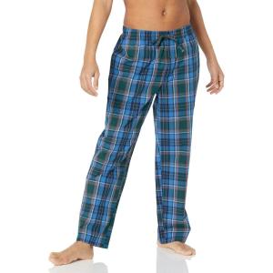 imageAmazon Essentials Mens StraightFit Woven Pajama Pant with PocketsBlue Green Large Plaid