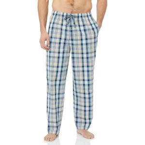 imageAmazon Essentials Mens StraightFit Woven Pajama Pant with PocketsBlue Light Orange Madras Plaid