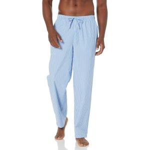 imageAmazon Essentials Mens StraightFit Woven Pajama Pant with PocketsLight Blue Stripe
