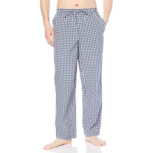 imageAmazon Essentials Mens StraightFit Woven Pajama Pant with PocketsNavy White Gingham