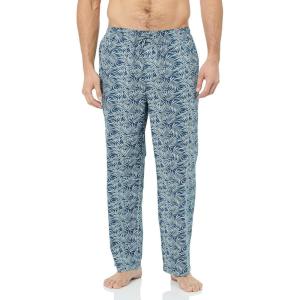 imageAmazon Essentials Mens StraightFit Woven Pajama Pant with PocketsNavy White Palm Leaf