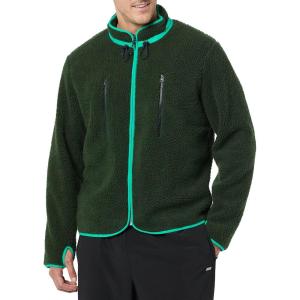 imageAmazon Essentials Mens Teddy Fleece FullZip Mock Neck Jacket with Chest PocketsDark Green