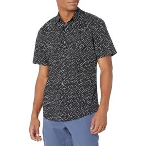 imageAmazon Essentials SlimFit Mens Short Sleeve Button Down ShirtBlack Floral