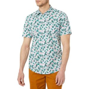 imageAmazon Essentials SlimFit Mens Short Sleeve Button Down ShirtBlue Flamingo