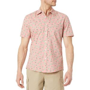 imageAmazon Essentials SlimFit Mens Short Sleeve Button Down ShirtPink Fruit