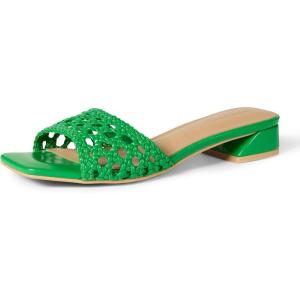 imageAmazon Essentials Womens Mini Heel Mule SandalsGreen Cane Weave