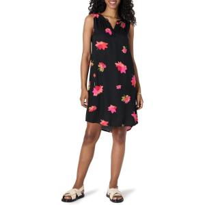 imageAmazon Essentials Womens Sleeveless Woven Shift DressBlack Pink Flowers