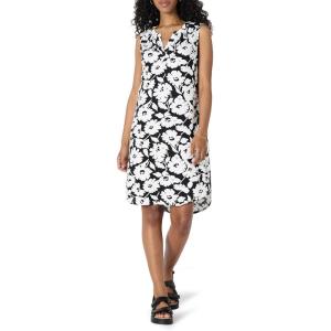 imageAmazon Essentials Womens Sleeveless Woven Shift DressBlack White Abstract Floral