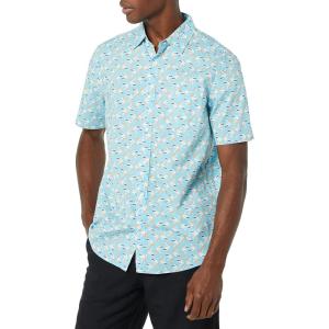 imageAmazon Essentials mens Shortsleeve Regularfit Stretch Poplin ShirtAqua Blue