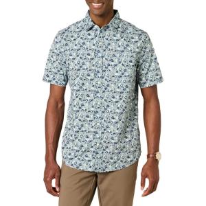 imageAmazon Essentials mens Shortsleeve Regularfit Stretch Poplin ShirtBlue Floral