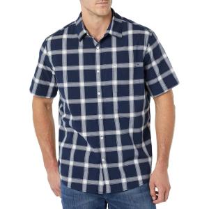 imageAmazon Essentials mens Shortsleeve Regularfit Stretch Poplin ShirtNavy White Buffalo Plaid