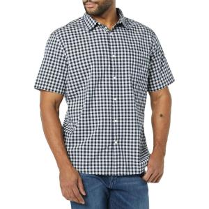 imageAmazon Essentials mens Shortsleeve Regularfit Stretch Poplin ShirtNavy White Gingham
