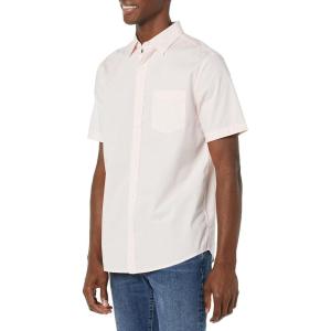 imageAmazon Essentials mens Shortsleeve Regularfit Stretch Poplin ShirtPink