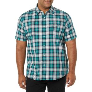 imageAmazon Essentials mens Shortsleeve Regularfit Stretch Poplin ShirtTeal Blue White Plaid