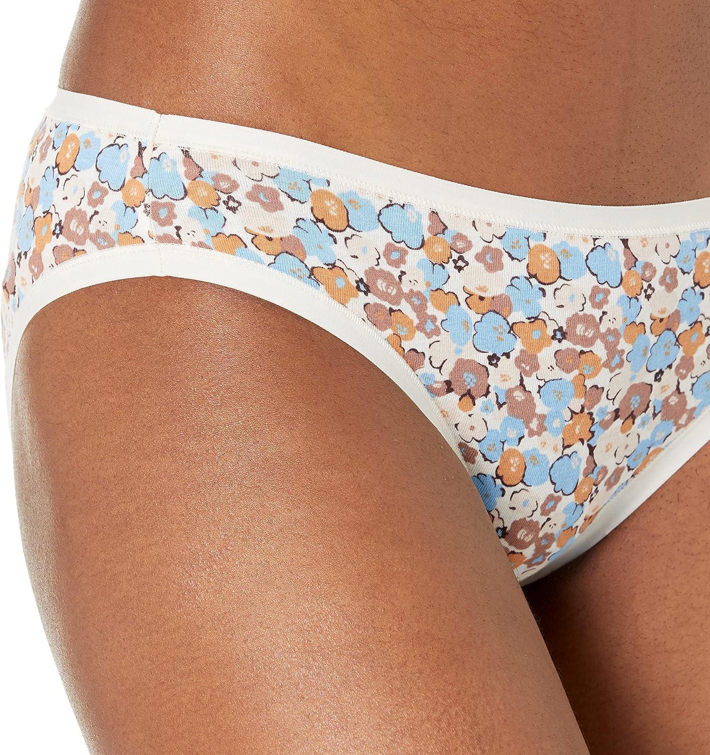 imageAmazon Essentials Womens Cotton Bikini Brief Underwear Available in Plus Size MultipacksMulticolorDitsy FloralDotsFloral