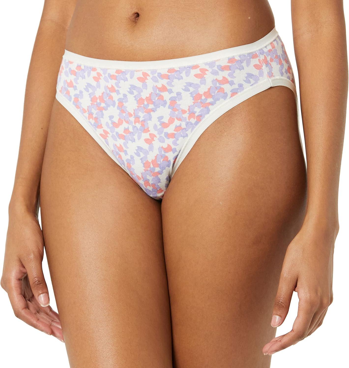 imageAmazon Essentials Womens Cotton High Leg Brief Underwear Available in Plus Size Breathable MultipacksCheckedDitsy FloralFloralMulticolor