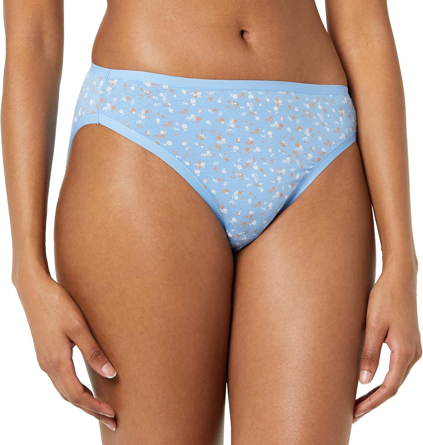 imageAmazon Essentials Womens Cotton High Leg Brief Underwear Available in Plus Size Breathable MultipacksMulticolorDitsy FloralDotsFloral