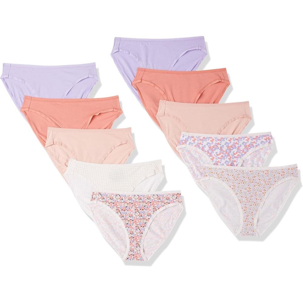 imageAmazon Essentials Womens Cotton High Leg Brief Underwear Available in Plus Size Breathable MultipacksCheckedDitsy FloralFloralMulticolor