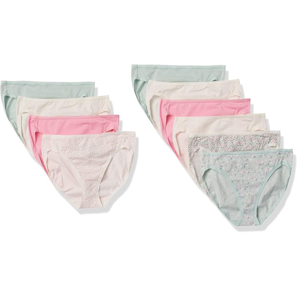 imageAmazon Essentials Womens Cotton High Leg Brief Underwear Available in Plus Size Breathable MultipacksMulticolorDitsy FloralFloral
