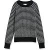 imageAmazon Essentials Crewneck Sweater for Women SoftTouchBlack Charcoal White Stripe