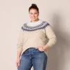 imageAmazon Essentials Crewneck Sweater for Women SoftTouchBlue Taupe Heather White Fair Isle