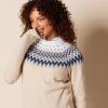 imageAmazon Essentials Crewneck Sweater for Women SoftTouchBlue Taupe Heather White Fair Isle