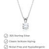 imageAmazon Essentials Plated Sterling Silver Cubic Zirconia Round Cut Solitaire Pendant Necklace 18quot previously Amazon CollectionPlatinum