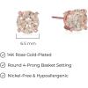imageAmazon Essentials Plated Sterling Silver Cubic Zirconia Stud Earrings Round ampamp PrincessChampagneRose Gold