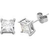 imageAmazon Essentials Plated Sterling Silver Cubic Zirconia Stud Earrings Round ampamp PrincessWhitePlatinum