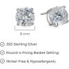 imageAmazon Essentials Plated Sterling Silver Cubic Zirconia Stud Earrings Round ampamp PrincessWhitePlatinum