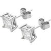 imageAmazon Essentials Plated Sterling Silver Cubic Zirconia Stud Earrings Round ampamp PrincessWhitePlatinum
