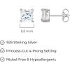 imageAmazon Essentials Plated Sterling Silver Cubic Zirconia Stud Earrings Round ampamp PrincessWhitePlatinum
