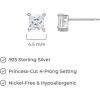 imageAmazon Essentials Plated Sterling Silver Cubic Zirconia Stud Earrings Round ampamp PrincessWhitePlatinum