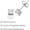 imageAmazon Essentials Plated Sterling Silver Cubic Zirconia Stud Earrings Round ampamp PrincessWhitePlatinum