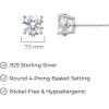 imageAmazon Essentials Plated Sterling Silver Cubic Zirconia Stud Earrings Round ampamp PrincessWhitePlatinum