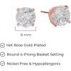imageAmazon Essentials Plated Sterling Silver Cubic Zirconia Stud Earrings Round ampamp PrincessWhiteRose Gold