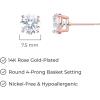 imageAmazon Essentials Plated Sterling Silver Cubic Zirconia Stud Earrings Round ampamp PrincessWhiteRose Gold