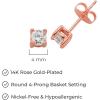 imageAmazon Essentials Plated Sterling Silver Cubic Zirconia Stud Earrings Round ampamp PrincessWhiteRose Gold