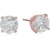 imageAmazon Essentials Plated Sterling Silver Cubic Zirconia Stud Earrings Round ampamp PrincessWhiteRose Gold