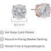 imageAmazon Essentials Plated Sterling Silver Cubic Zirconia Stud Earrings Round ampamp PrincessWhiteRose Gold