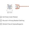 imageAmazon Essentials Plated Sterling Silver Cubic Zirconia Stud Earrings Round ampamp PrincessWhiteRose Gold