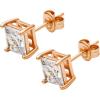 imageAmazon Essentials Plated Sterling Silver Cubic Zirconia Stud Earrings Round ampamp PrincessWhiteRose Gold