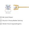 imageAmazon Essentials Plated Sterling Silver Cubic Zirconia Stud Earrings Round ampamp PrincessWhiteYellow Gold